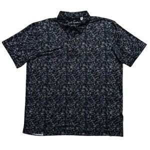 Robert Graham Polo Shirt Mens L Short Sleeve Performance Stretch Paisley Blue